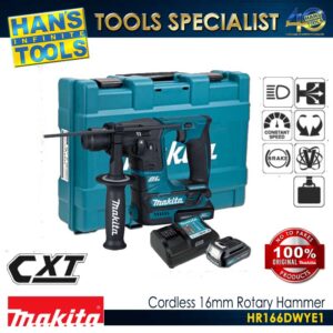 Makita HR166DWYE1 Cordless 16 mm (5/8") Rotary Hammer SDS PLUS 12V max CXT Brushless [KIT SET]