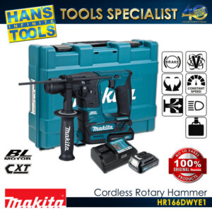 Makita HR166DWYE1 Cordless 16 mm (5/8") Rotary Hammer SDS PLUS 12V max CXT Brushless [KIT SET]