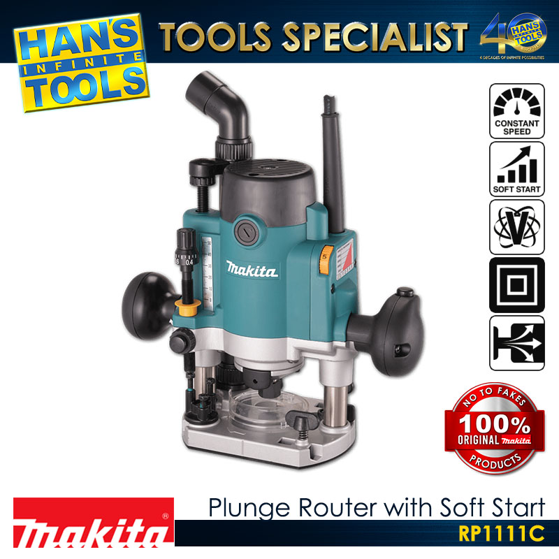 Makita RP1111C Variable Speed Plunge Router with Soft Start 1/4" 1,100 W