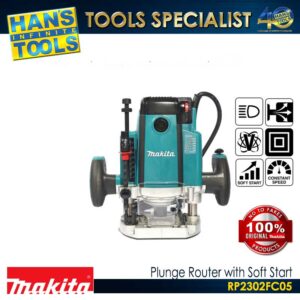 Makita RP2302FC05 Variable Speed Plunge Router with Soft Start T win LED Lights 1/2" 2,300 W