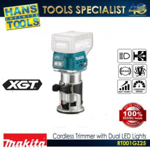 Makita RT001GZ25 Cordless 1/4" Variable Speed Trimmer with Twin LED Lights 40Vmax XGT BL AWS XPT