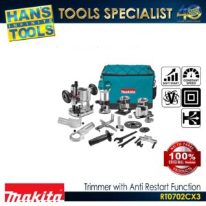 Makita RT0702CX3 Variable Speed Trimmer with Anti Restart Function 1/4" 710 W