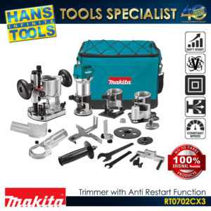 Makita RT0702CX3 Variable Speed Trimmer with Anti Restart Function 1/4" 710 W