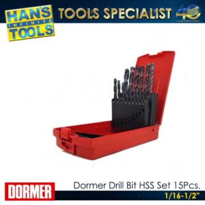 Dormer Drill Bit HSS Set 15Pcs. No.20 1/16-1/2"