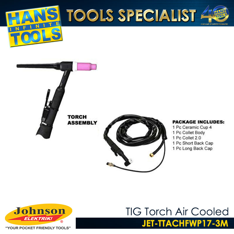 Johnson Elektrik JET-TTACHFWP17-3M Tig Torch Air Cooled - Image 2