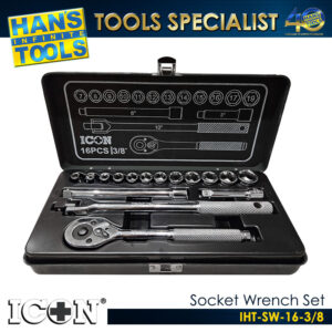 ICON IHT-SW-16-3/8 Socket Wrench Set 16Pcs 3/8"Dr.