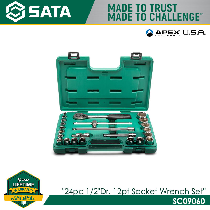 SATA SC09060 24pc 1/2" Dr. 12pt Socket Wrench Set"