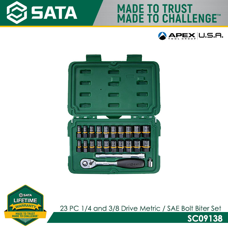 SATA SC09138 23pc 1/4 and 3/8 Drive Metric / SAE Bolt Biter Set - Image 2