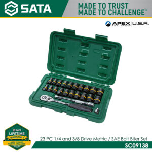 SATA SC09138 23pc 1/4 and 3/8 Drive Metric / SAE Bolt Biter Set