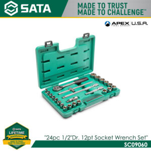 SATA SC09060 "24Pc 1/2" Dr. 12pt. Socket Wrench Set