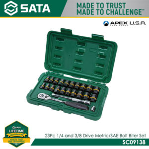 SATA SC09138 23 PC 1/4 and 3/8 Drive Metric/SAE Bolt Biter Set