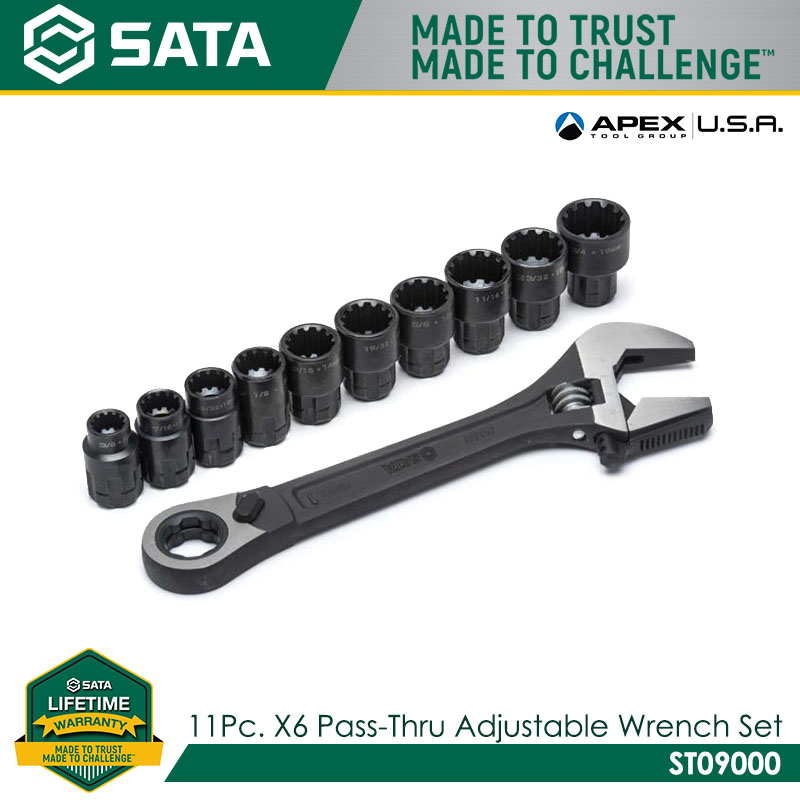 SATA ST09000 11 Pc. X6 Pass-Thru Adjustable Wrench Set - Image 3