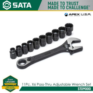 SATA ST09000 11 Pc. X6 Pass-Thru Adjustable Wrench Set
