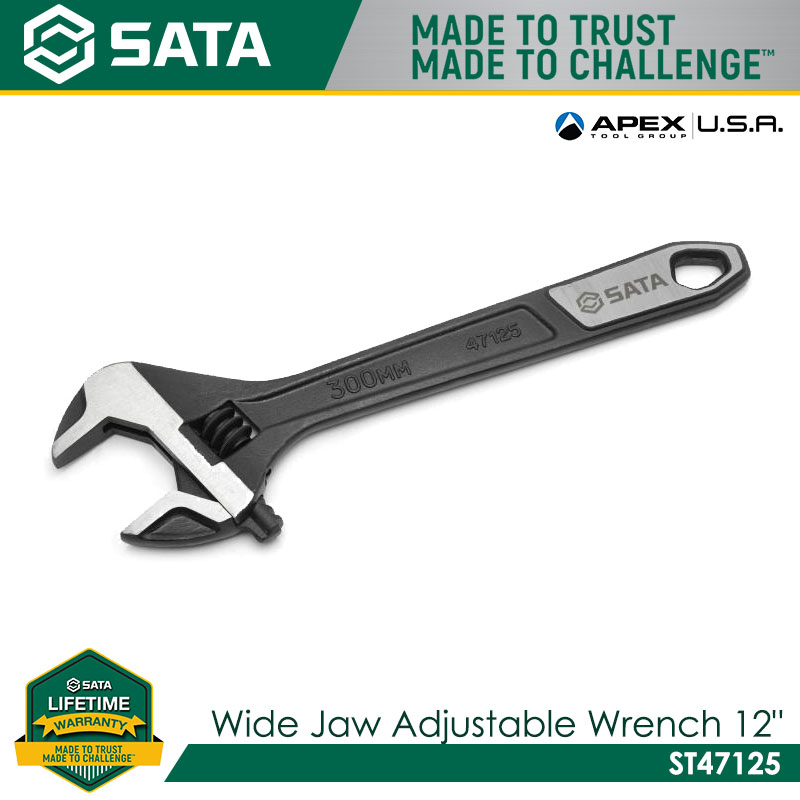 SATA ST47125 Wide Jaw Adjustable Wrench 12" - Image 2