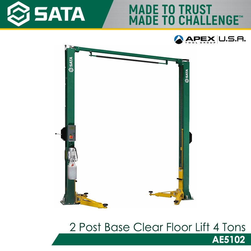SATA AE5102 2 Post Base Clear Floor Lift 4 Tons - Image 2