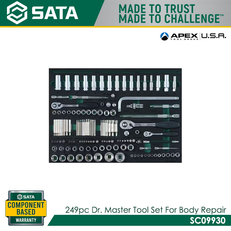 SATA SC09930 249pc Dr. Master Tool Set For Body Repair With 7 Drawers Trolley 95126n - Image 2