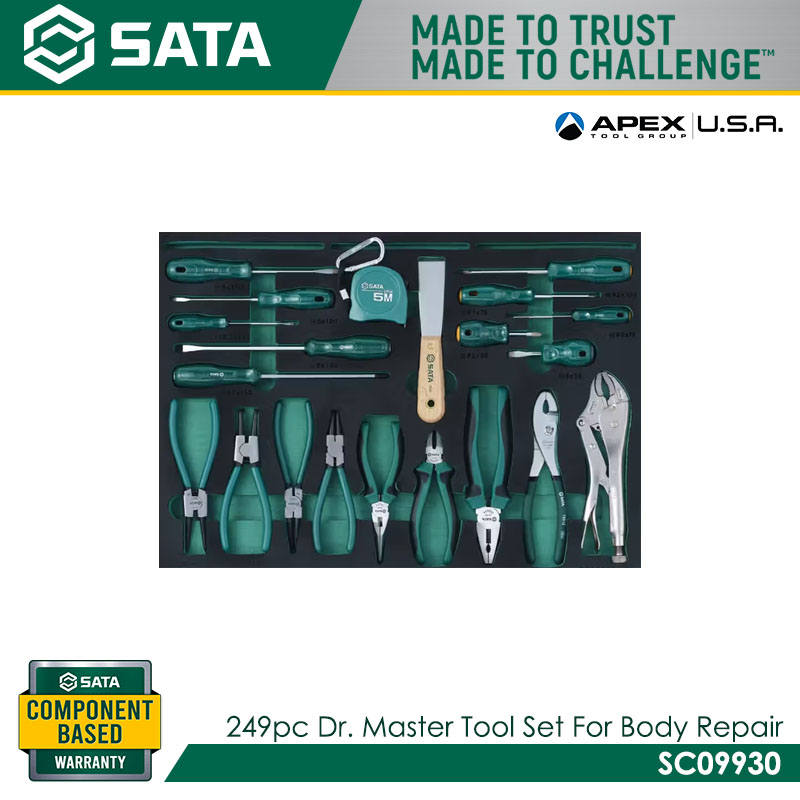 SATA SC09930 249pc Dr. Master Tool Set For Body Repair With 7 Drawers Trolley 95126n - Image 3