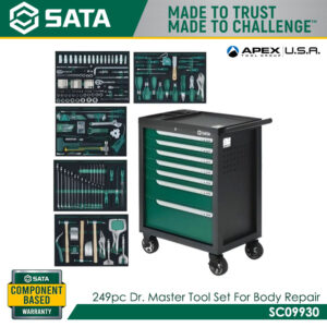 SATA SC09930 249pc Dr. Master Tool Set For Body Repair With 7 Drawers Trolley 95126n