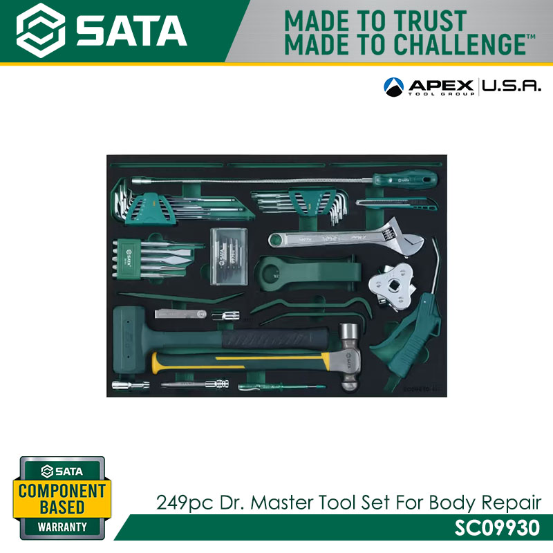 SATA SC09930 249pc Dr. Master Tool Set For Body Repair With 7 Drawers Trolley 95126n - Image 4