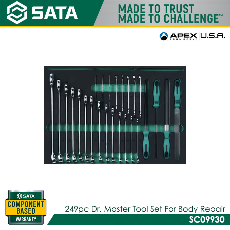 SATA SC09930 249pc Dr. Master Tool Set For Body Repair With 7 Drawers Trolley 95126n - Image 5