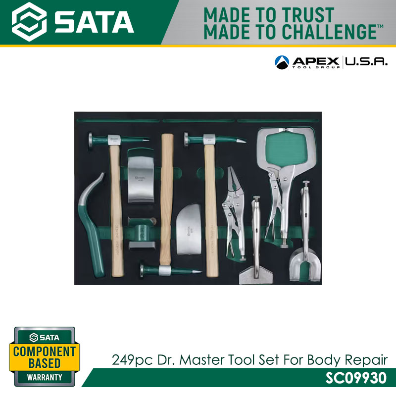 SATA SC09930 249pc Dr. Master Tool Set For Body Repair With 7 Drawers Trolley 95126n - Image 6