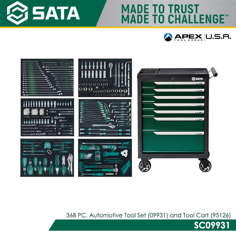 SATA SC09931 368 PC. Automotive Tool Set (09931) and Tool Cart (95126)