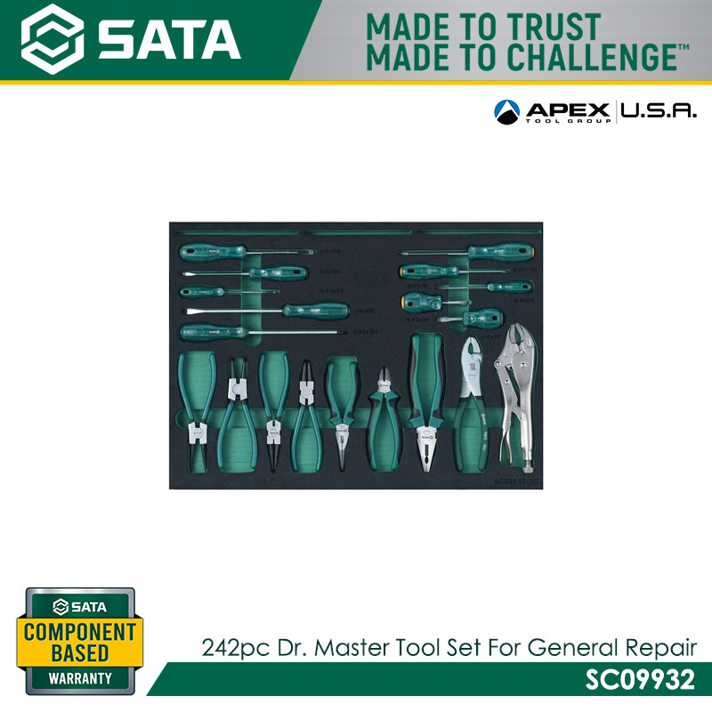 SATA SC09932 242pc Dr. Master Tool Set For General Repair With 7 Drawers Trolley 95126 - Image 4