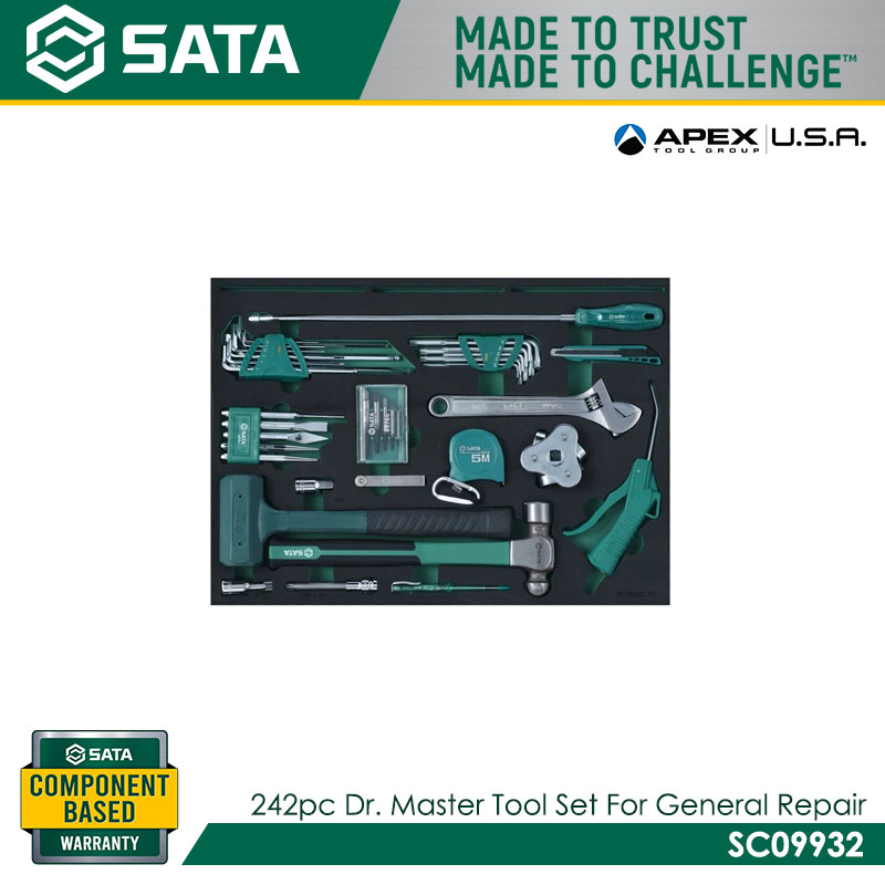 SATA SC09932 242pc Dr. Master Tool Set For General Repair With 7 Drawers Trolley 95126 - Image 5