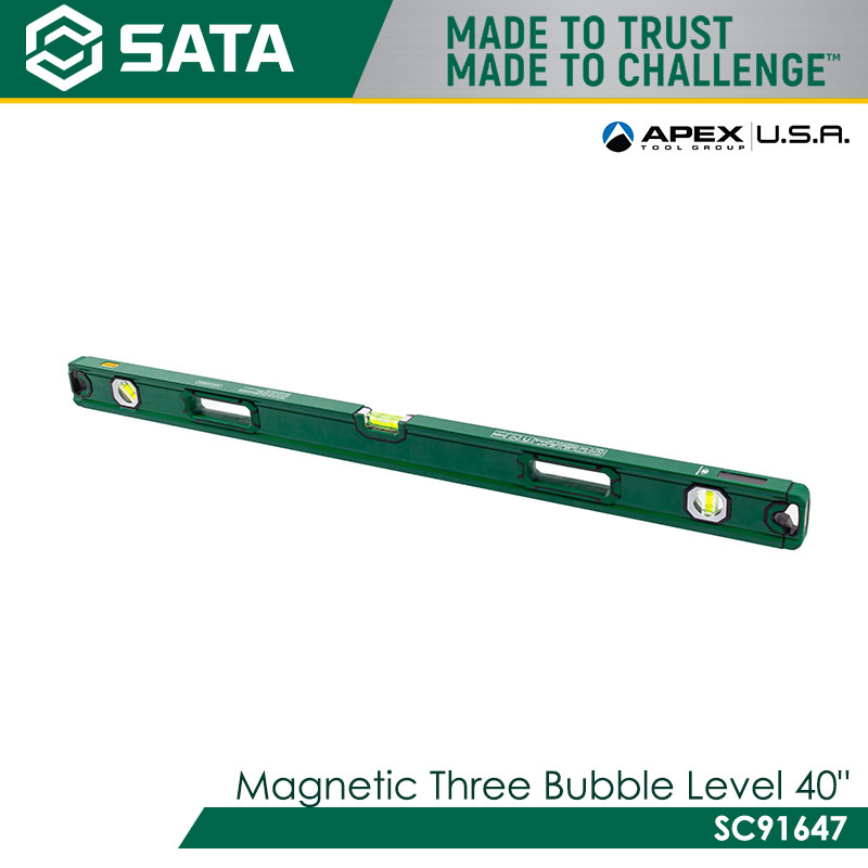 SATA Magnetic Three Bubble Level 40" - Image 2