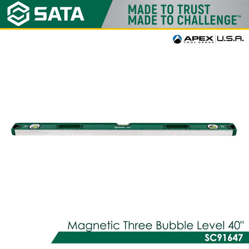 SATA Magnetic Three Bubble Level 40" - Image 3