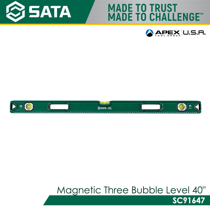 SATA Magnetic Three Bubble Level 40" - Image 4
