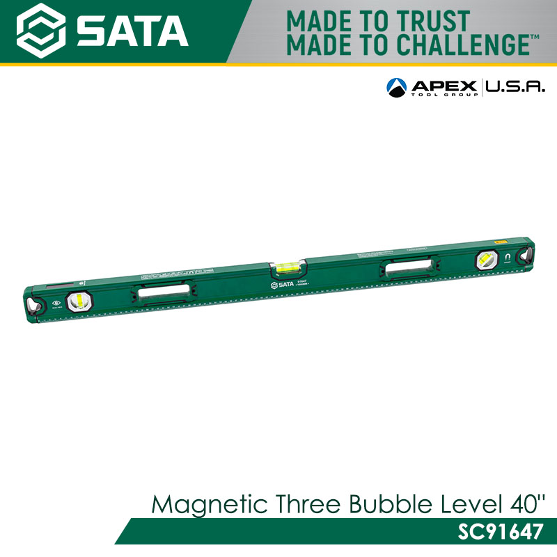 SATA Magnetic Three Bubble Level 40"