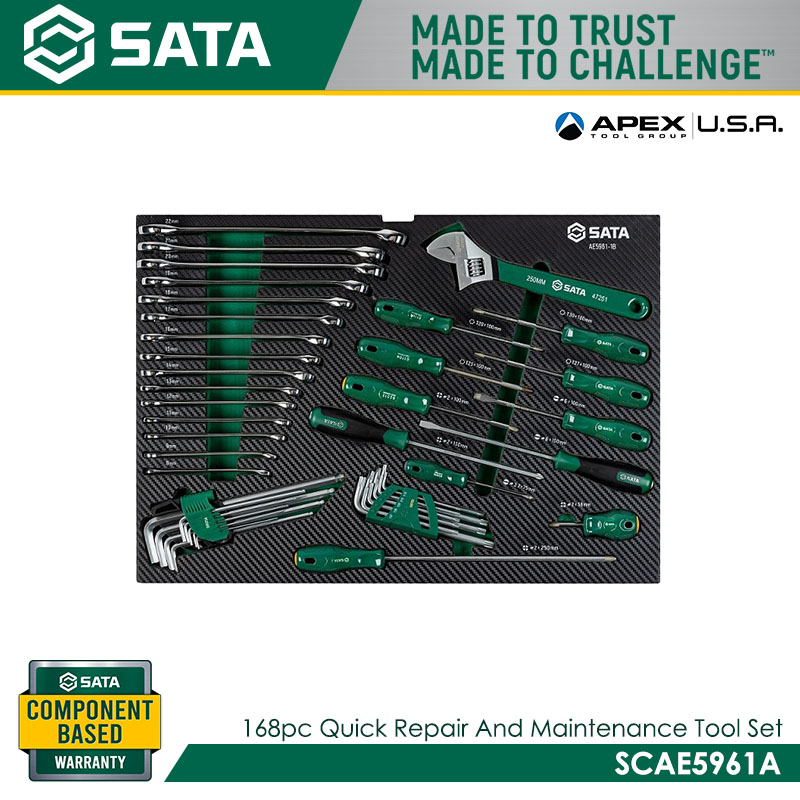 SATA SCAE5961A 168pc Quick Repair And Maintenance Tool Set (AE5961A Includes 7-Drawer Tool Trolley -95126) - Image 3