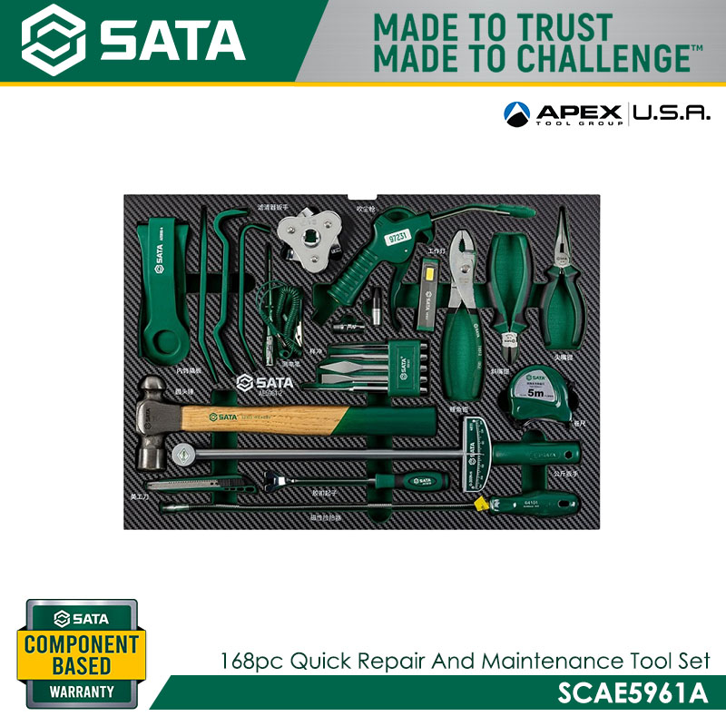 SATA SCAE5961A 168pc Quick Repair And Maintenance Tool Set (AE5961A Includes 7-Drawer Tool Trolley -95126) - Image 4